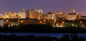 Skyline of Regina, Saskatchewan at night