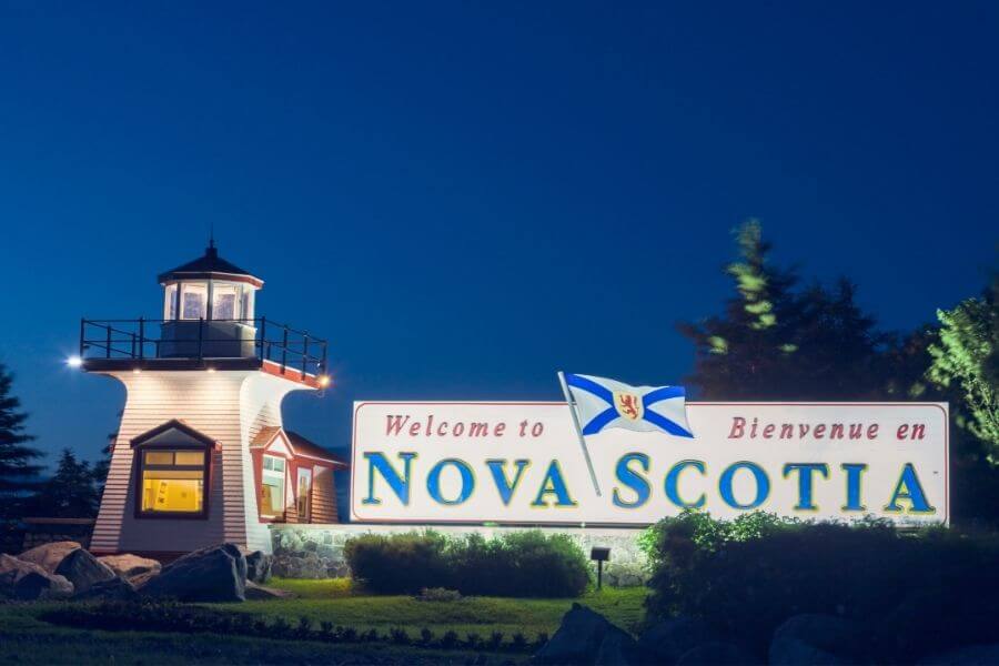 Nova Scotia sign at night