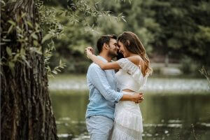 man and woman near river