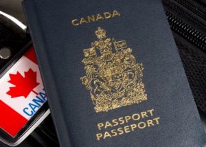 Canadian Passport with flag